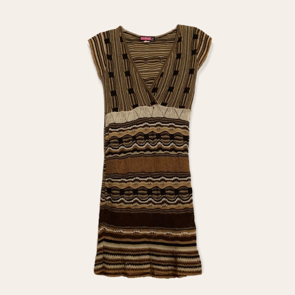 Funky Y2K brown knit sweater dress
